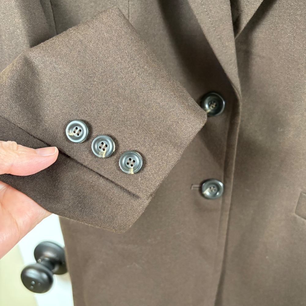 Talbots Wool Blend Blazer 6 Brown Stretch Made in Italy Academia Professional - Picture 4 of 8